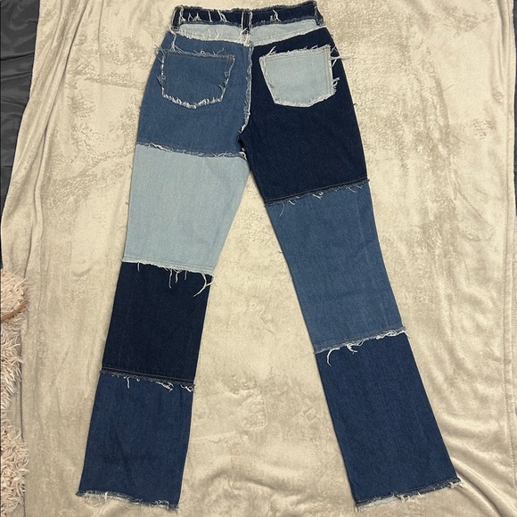 Jade Women's Patchwork Ankle Jeans - Dark and Light Blue - Picture 4 of 7